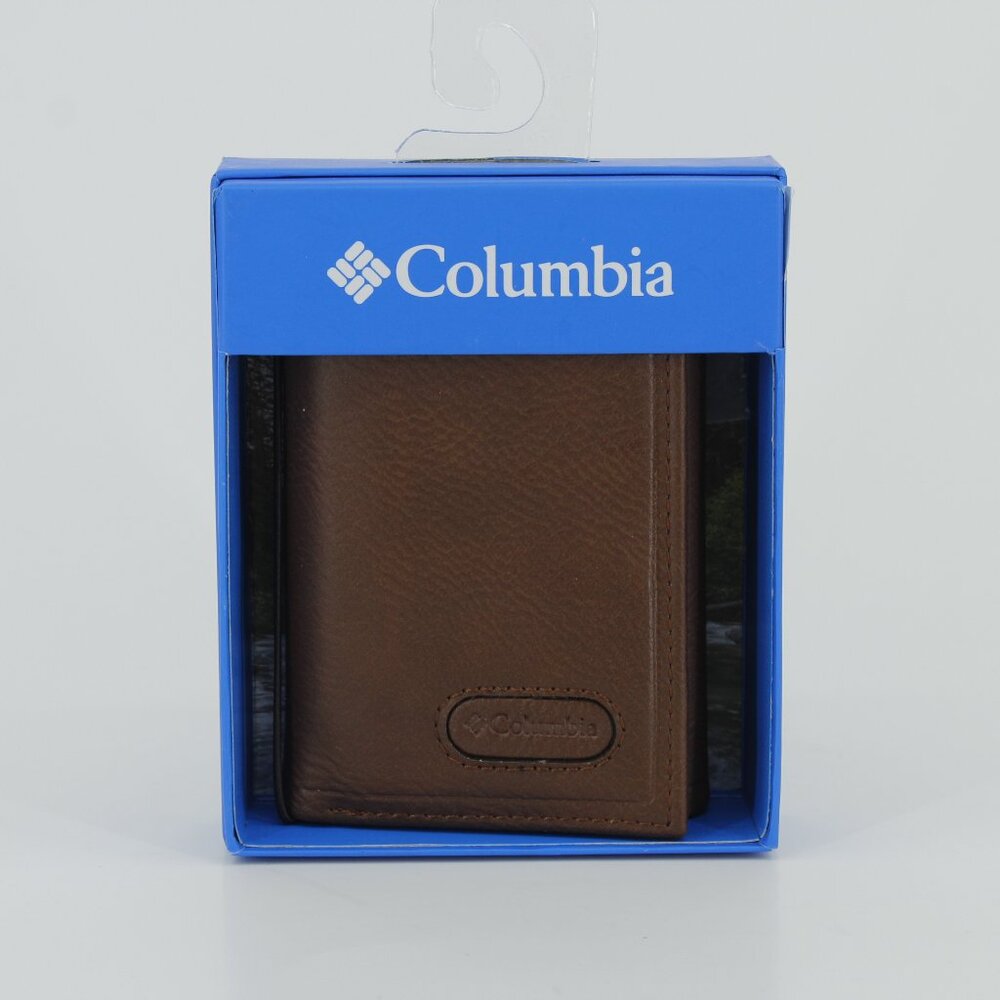 Columbia Men's Leather Trifold Wallet - Brown - Original Packaging